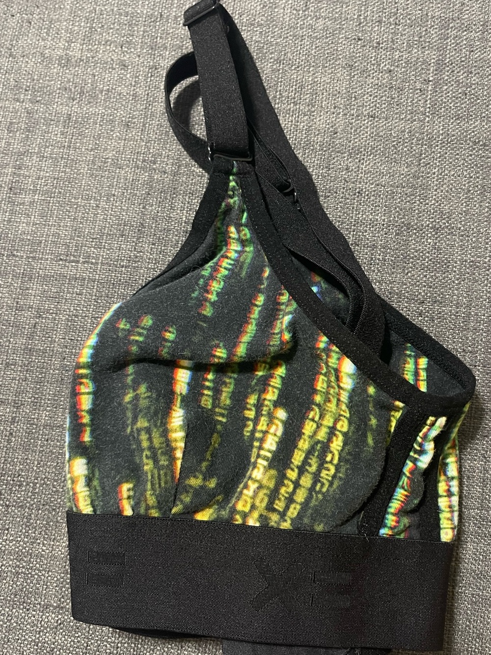 TomboyX Matrix Glitch Print Bralette Size small Black Rainbow Cyber Active